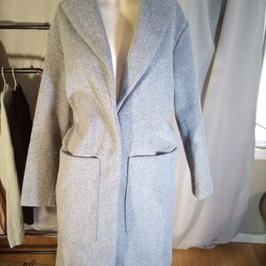 Topshop Gray Trench Coat Wool Blend Longline